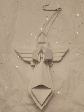 Matte White Bisque Porcelain Geometric Angel Ornament -  Holiday Hanging Décor